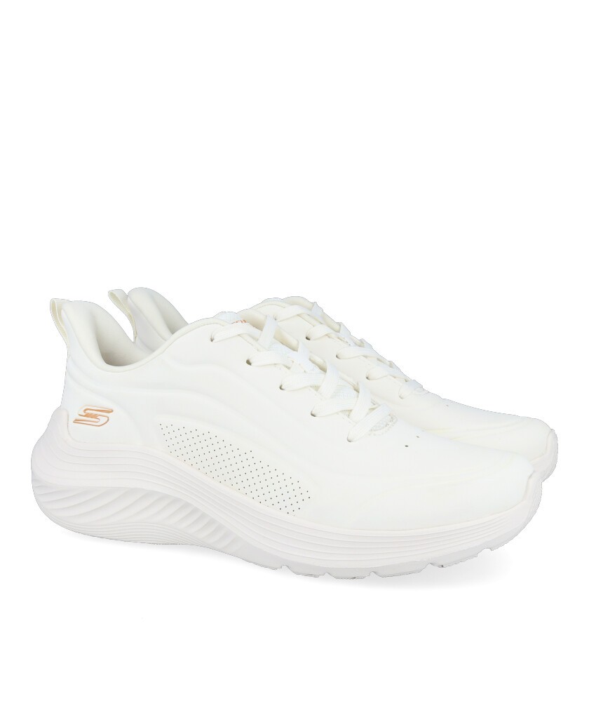 White sneaker Skechers Bobs Sport Squad Waves