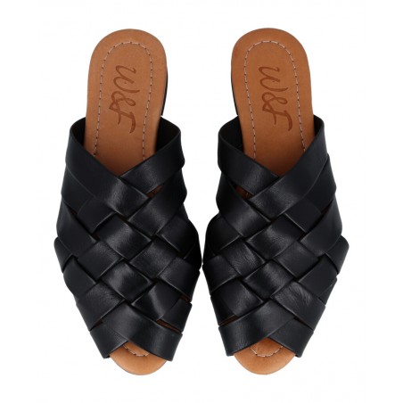 W&F Hera B-4 Women's Leather Peep Toe Sandal