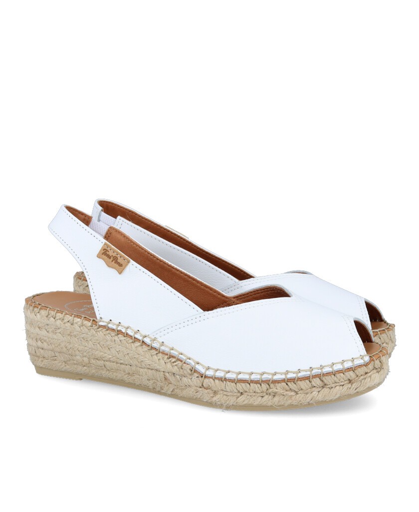 Toni Pons Bernia-P white peep toe espadrilles