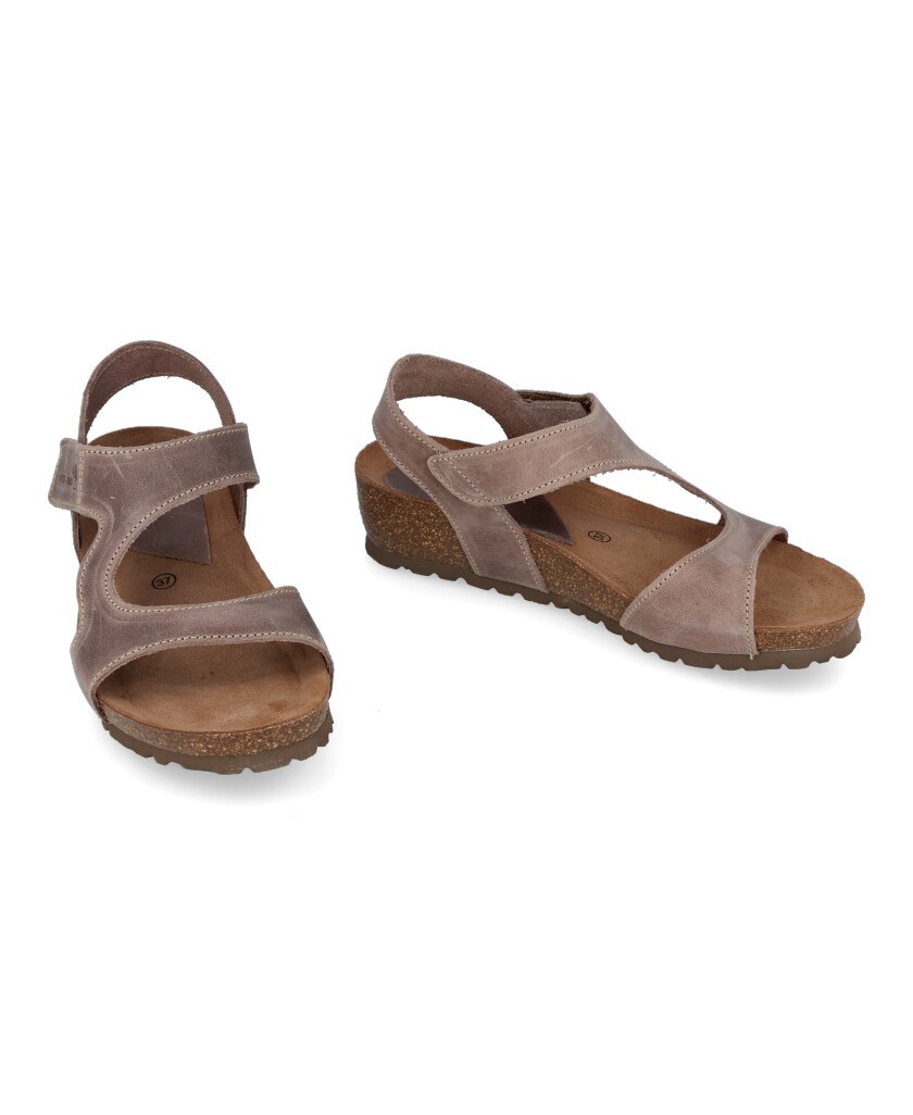 Sandalias bio de piel con cuña Interbios 5316