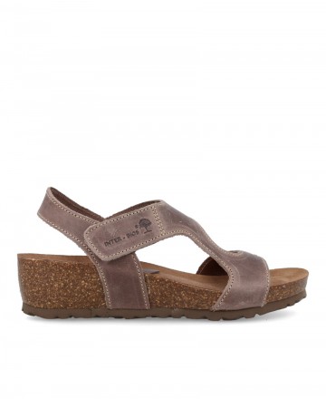 Sandalias bio de piel con cuña Interbios 5316