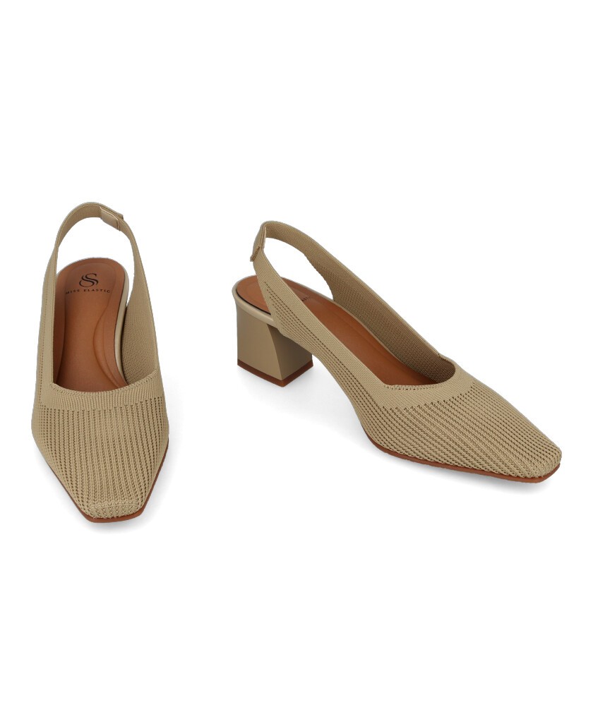 Zapato de salón de color beige Miss Elastic 76721