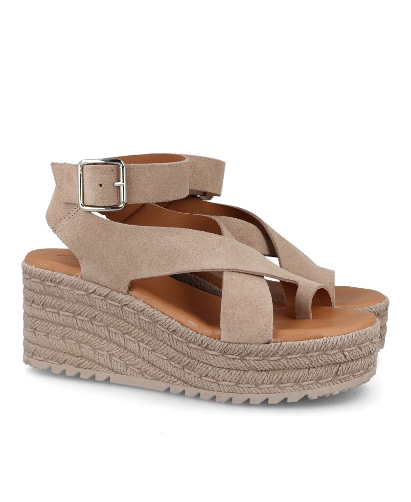 Sandalias mujer beige con hebilla Andares 846730