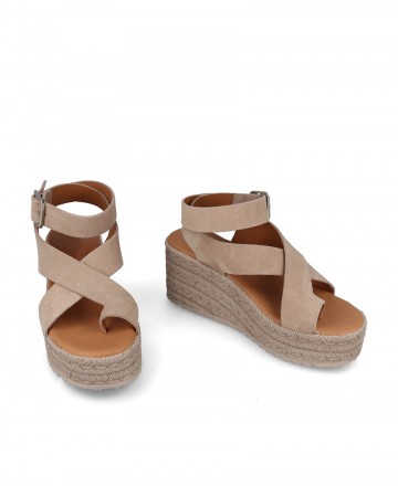 Sandalias mujer beige con hebilla Andares 846730