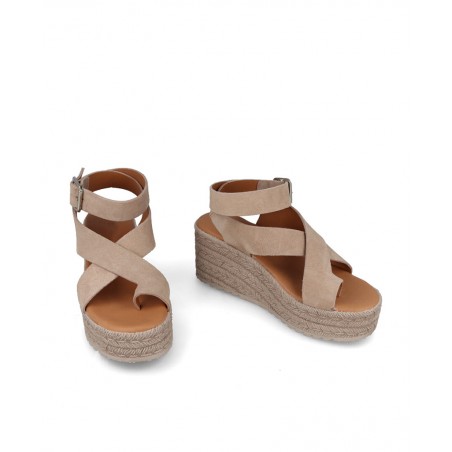 Sandalias mujer beige con hebilla Andares 846730