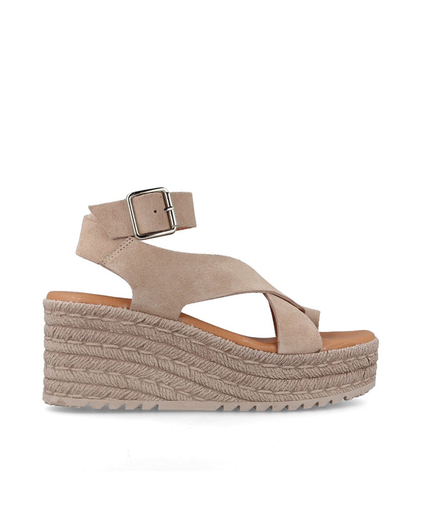 Sandalias mujer beige con hebilla Andares 846730