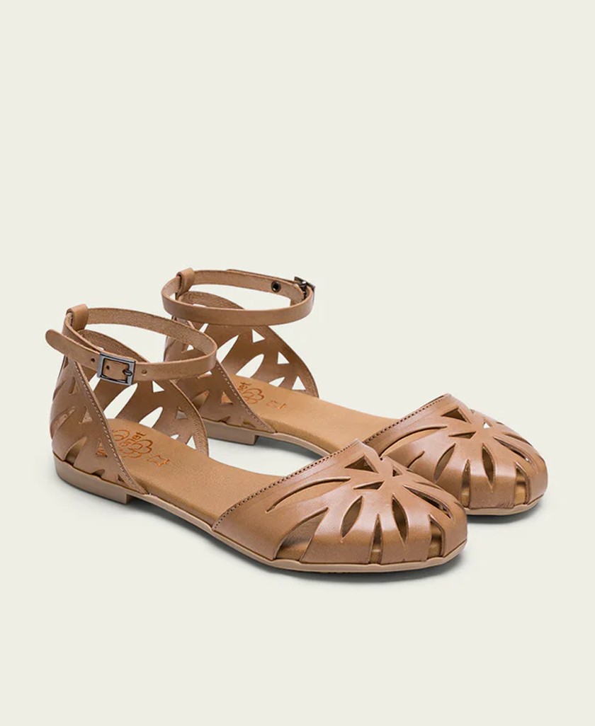 Sandalias planas en taupe Porronet Paula 3100