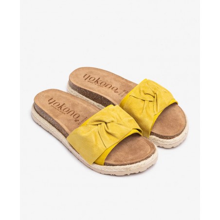 Yellow Leather Slip-on Sandals Yokono Arena 004