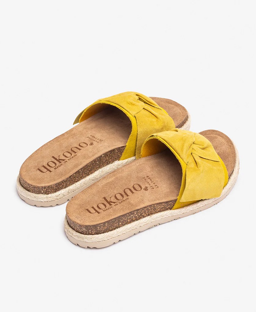 Yellow Leather Slip-on Sandals Yokono Arena 004