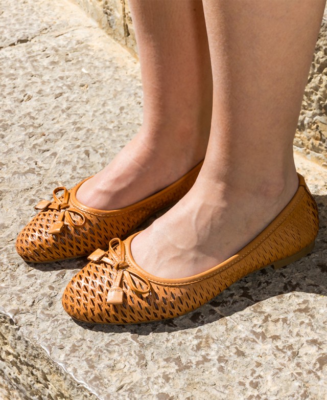 W&F Camille C-2 leather ballerina pumps