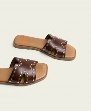 Sandalias marrones con tachuelas Porronet 3115 Sandalias marrones con tachuelas Porronet 3115