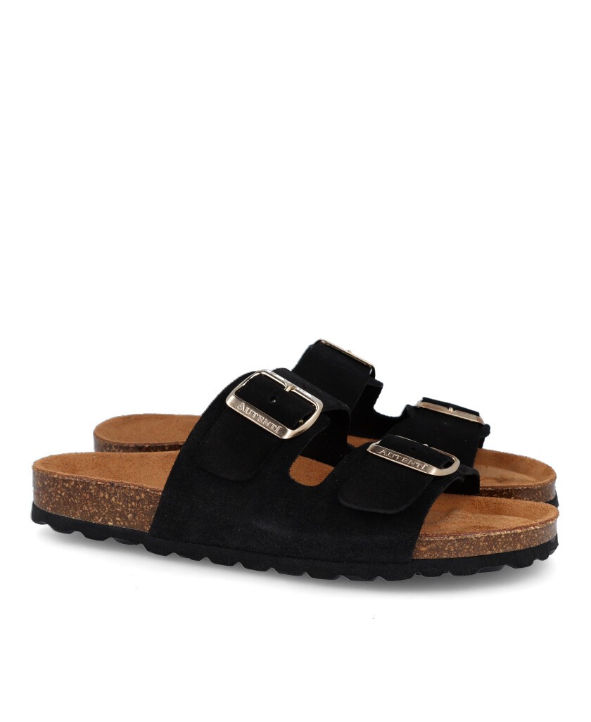 Autenti 0747 Black Backless Mule