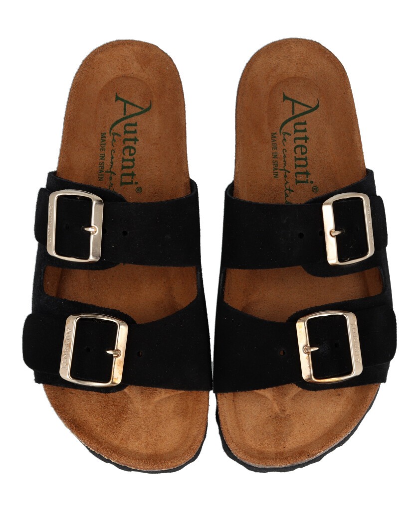 Autenti 0747 Black Backless Mule