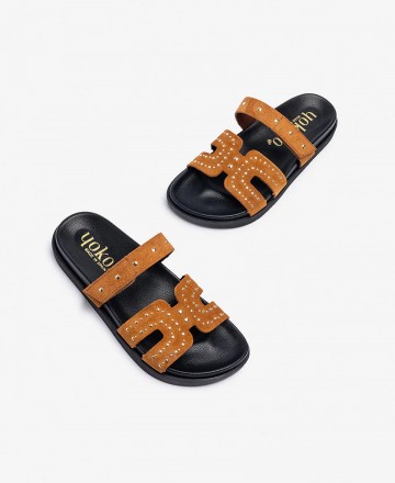 Sandalias de piel planas Yokono Morena 128-02