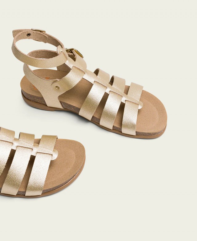 Gold strappy sandals Porronet Silvia 3135-091