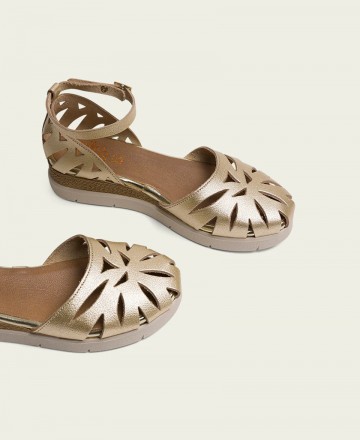Porronet Carlota 3151 Gold Wedge Sandals
