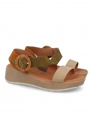 Sandalia multicolor mujer cuña media Marila Rosea