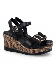 Sandalias negras con cuña Repo Phil Gatiér 51425