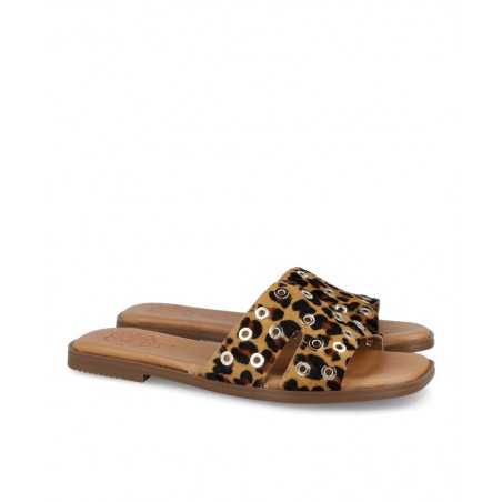Porronet 3117 Women Animal Print Studded Sandals