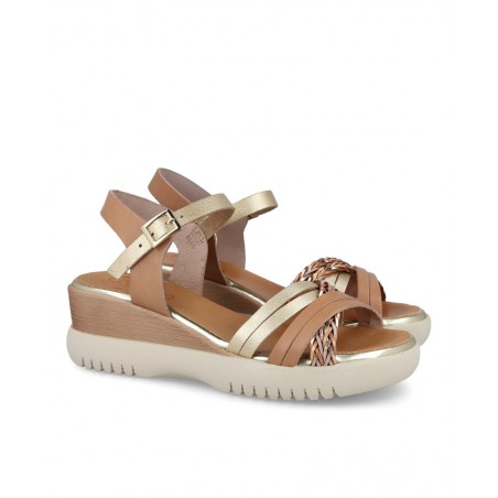 Beige and gold wedge sandal Porronet Berta 3156