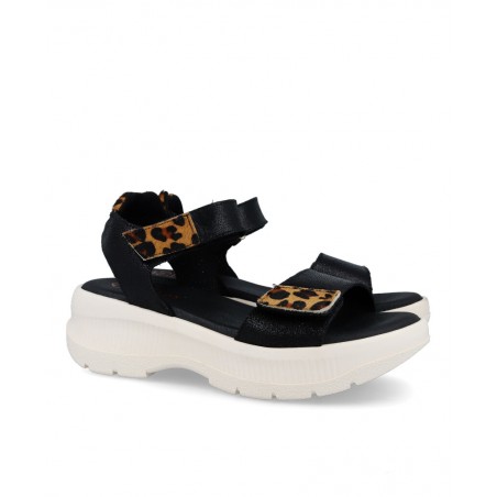 Sandalias negras animal print Porronet Naomi 3191
