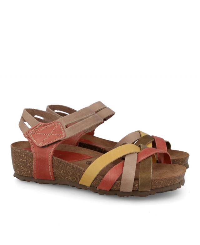 Sandalias de tiras multicolor cuña Interbios 5338