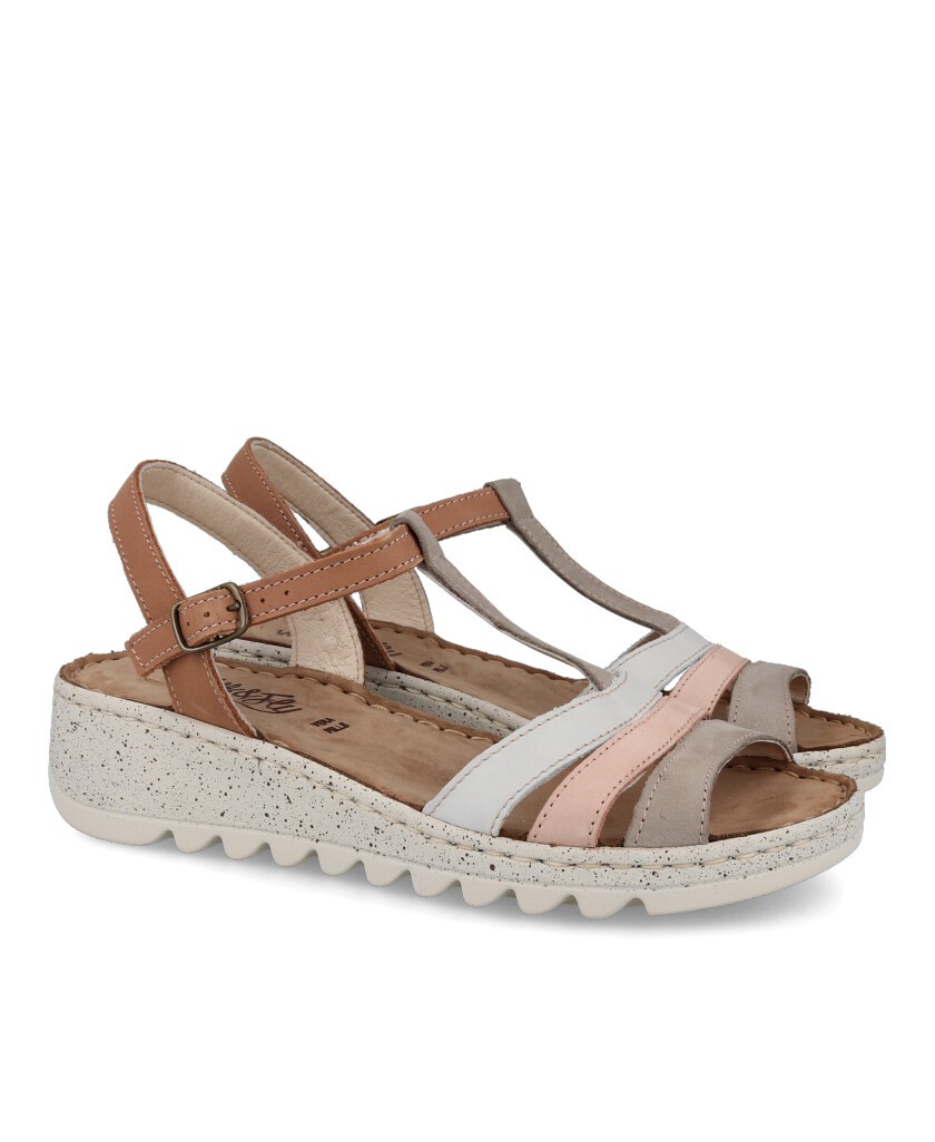 Sandalia de tiras con cuña W&F 9371 50680