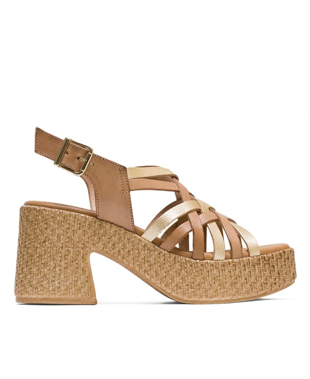 Sandalia dorada y taupe Porronet Jazmín 3174 178