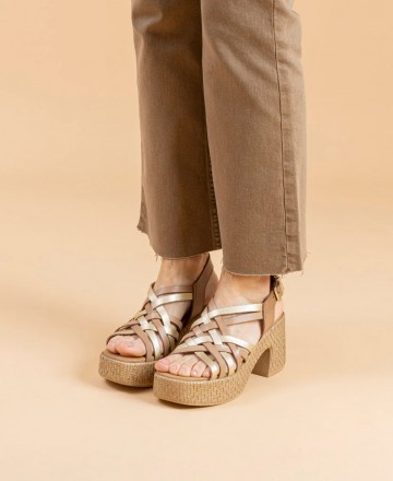 Sandalia dorada y taupe Porronet Jazmín 3174 178