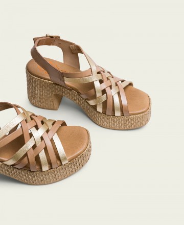 Sandalia dorada y taupe Porronet Jazmín 3174 178
