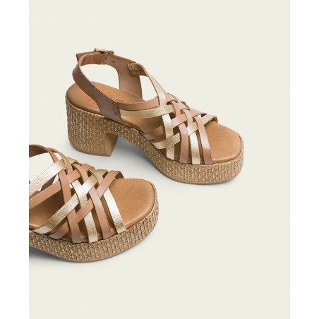Sandalia dorada y taupe Porronet Jazmín 3174 178