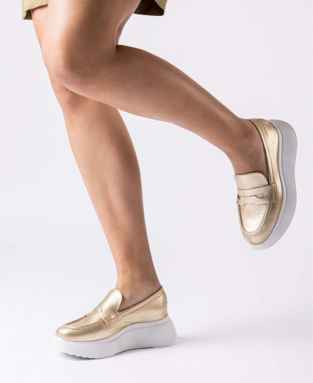 Mocasines dorados de mujer Wonders Estela A3623 Mocasines dorados de mujer Wonders Estela A3623