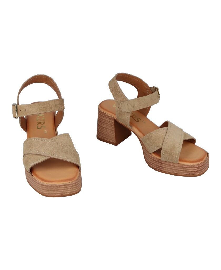 Camel color heeled sandals Catchalot R-145761