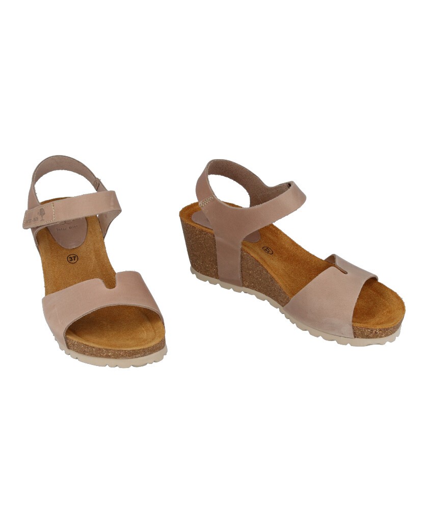 Sandalias Bio con cuña color beige Interbios 5649