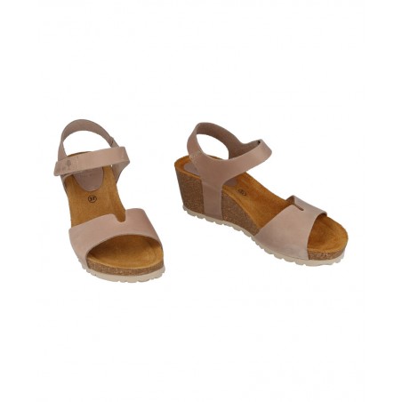 Sandalias Bio con cuña color beige Interbios 5649