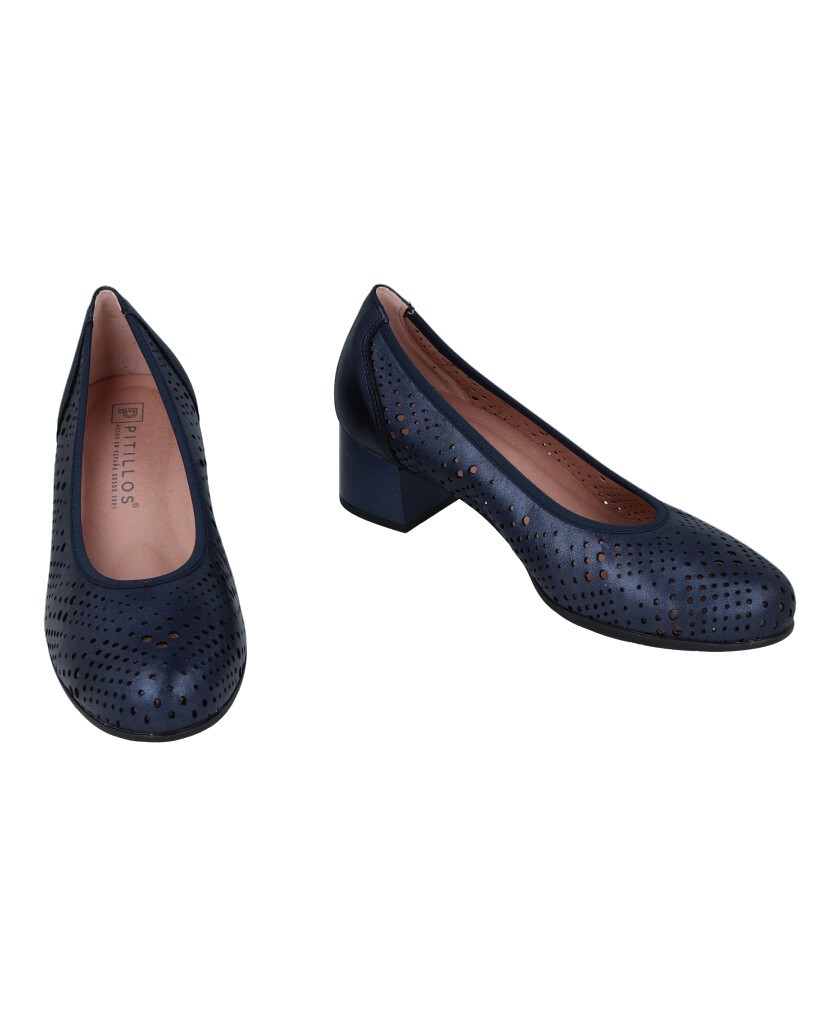 Pitillos 10461 Navy Blue Perforated Low Heel