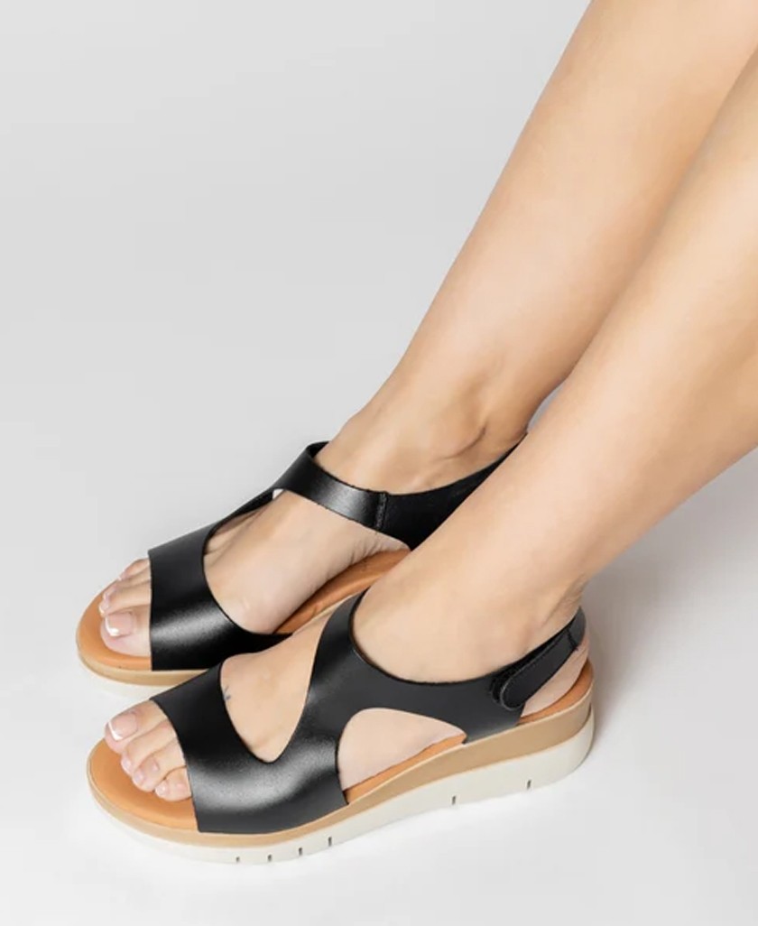 Black sandal with medium wedge Marila ALLEN