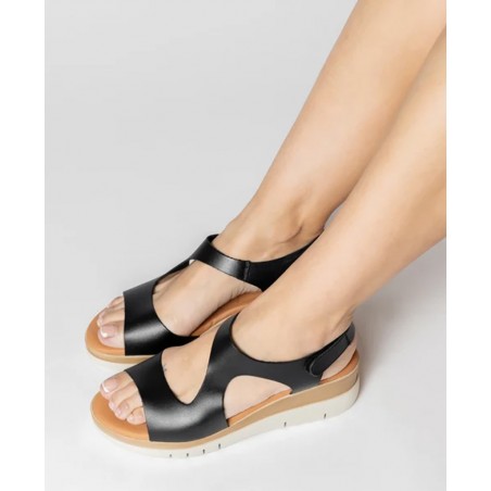 Black sandal with medium wedge Marila ALLEN