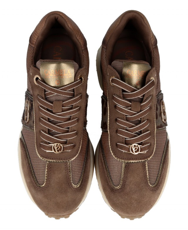 Deportivas de piel color taupe Carmela 162702 Deportivas de piel color taupe Carmela 162702