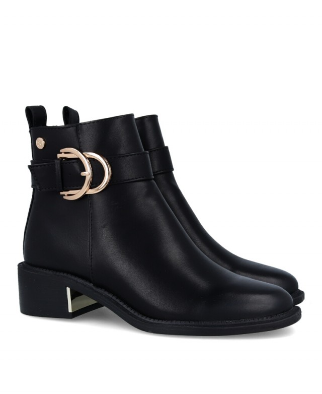 Xti 143103 Black Ankle Boots with Bead and Heel