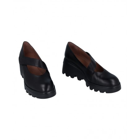 Wonders G-7023 Black Mary Janes with Wedge