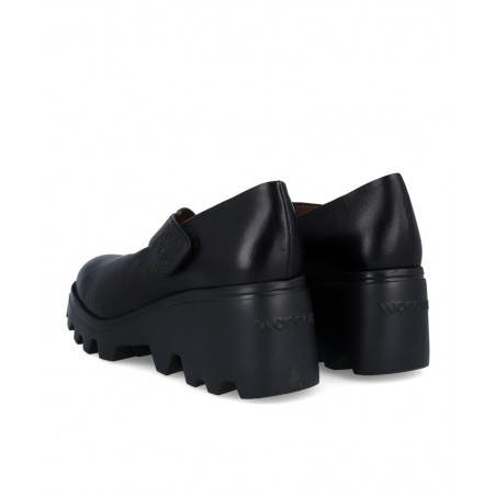 Wonders G-7023 Black Mary Janes with Wedge