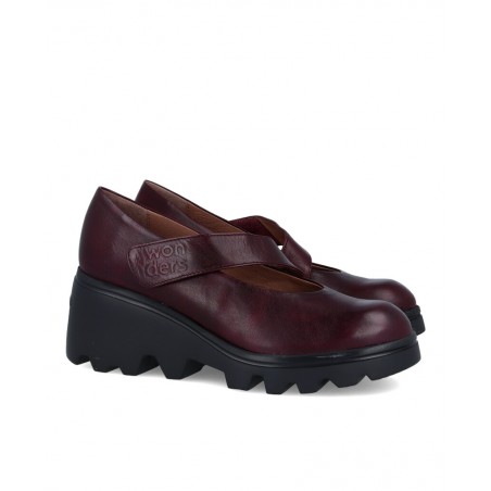 Merceditas burdeos con velcro Wonders G-7023