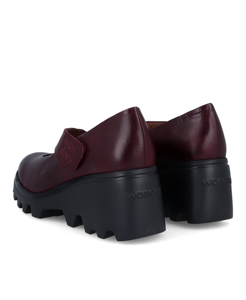 Wonders G-7023 Bordeaux Mary Janes with Velcro