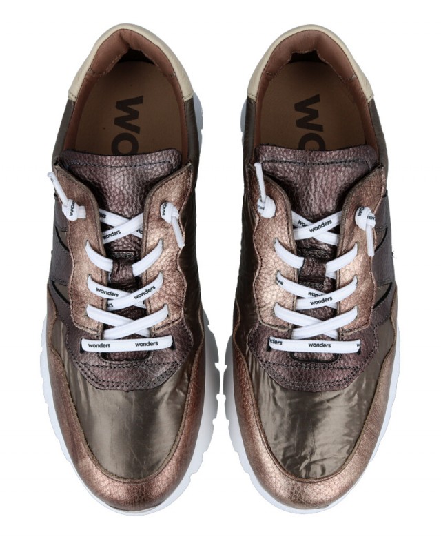 Sneakers metalizadas con cordones Wonders A-2491 Sneakers metalizadas con cordones Wonders A-2491