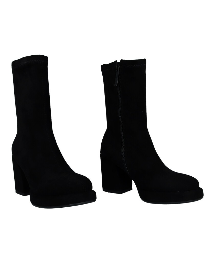 Noa Harmon 9821 black platform heeled ankle boots