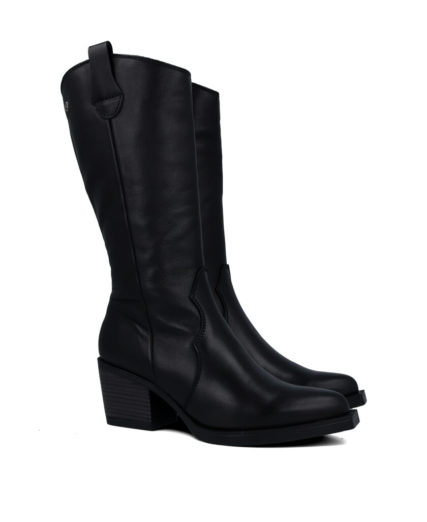 Botas negras de piel Porronet Flora 4755