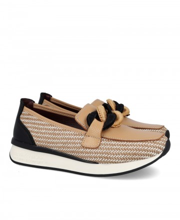 Mocasines beige de piel Happy Monk Vanity 011