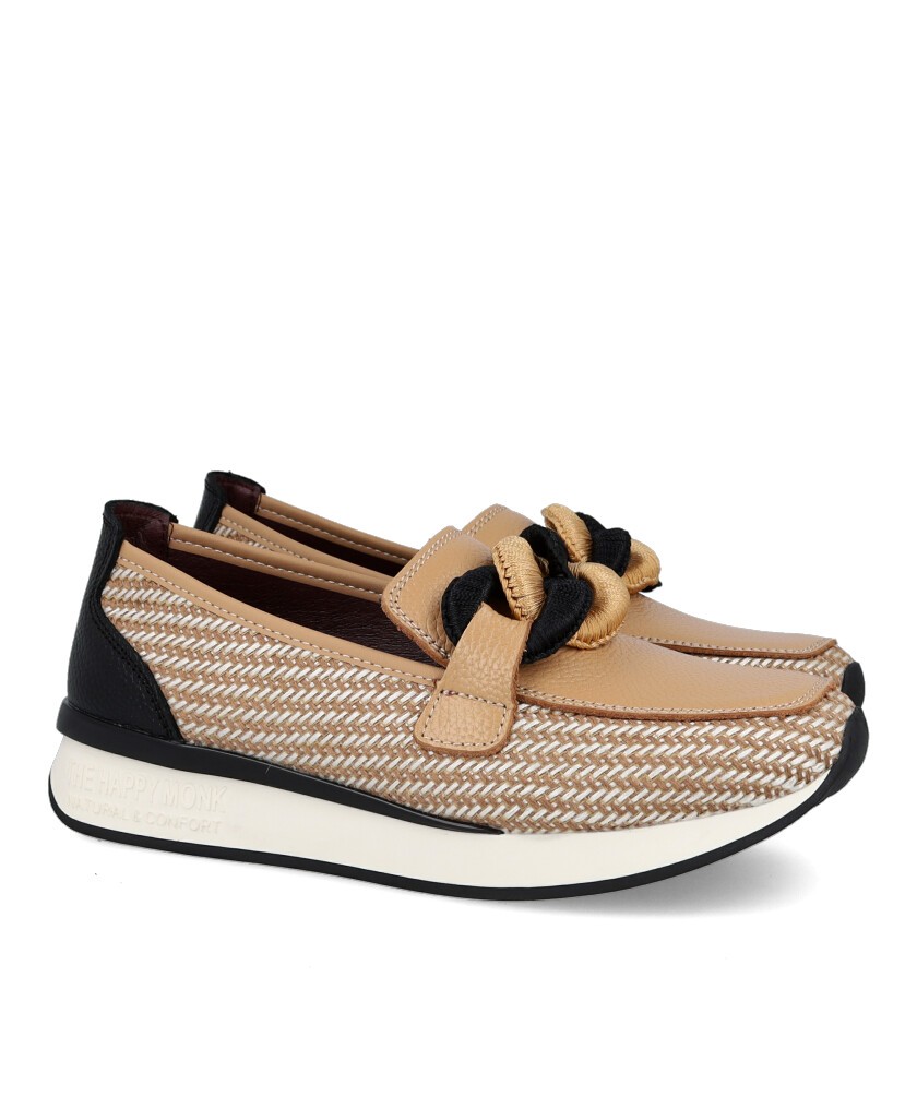 Happy Monk Vanity 011 Beige Leather Loafers