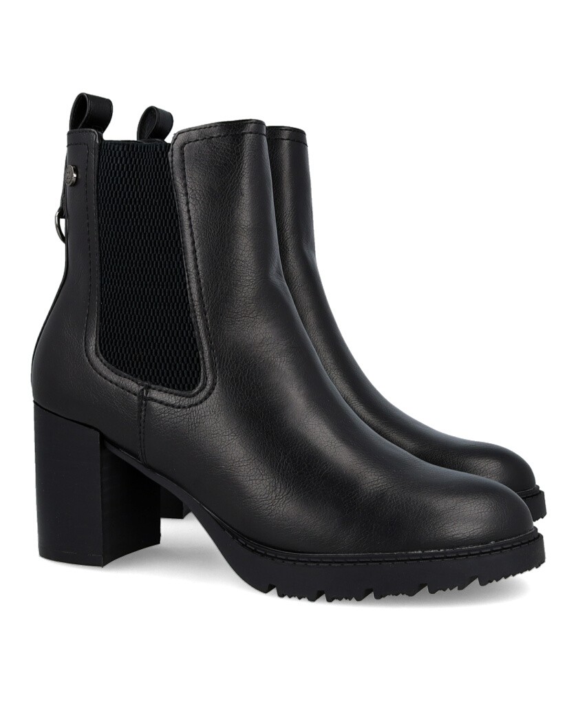 Xti 144299 Black Heeled Ankle Boots with Zipper